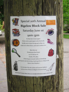 Bigelow Block Sale sign