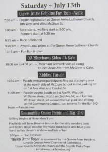 Queen Anne Days 2013 agenda